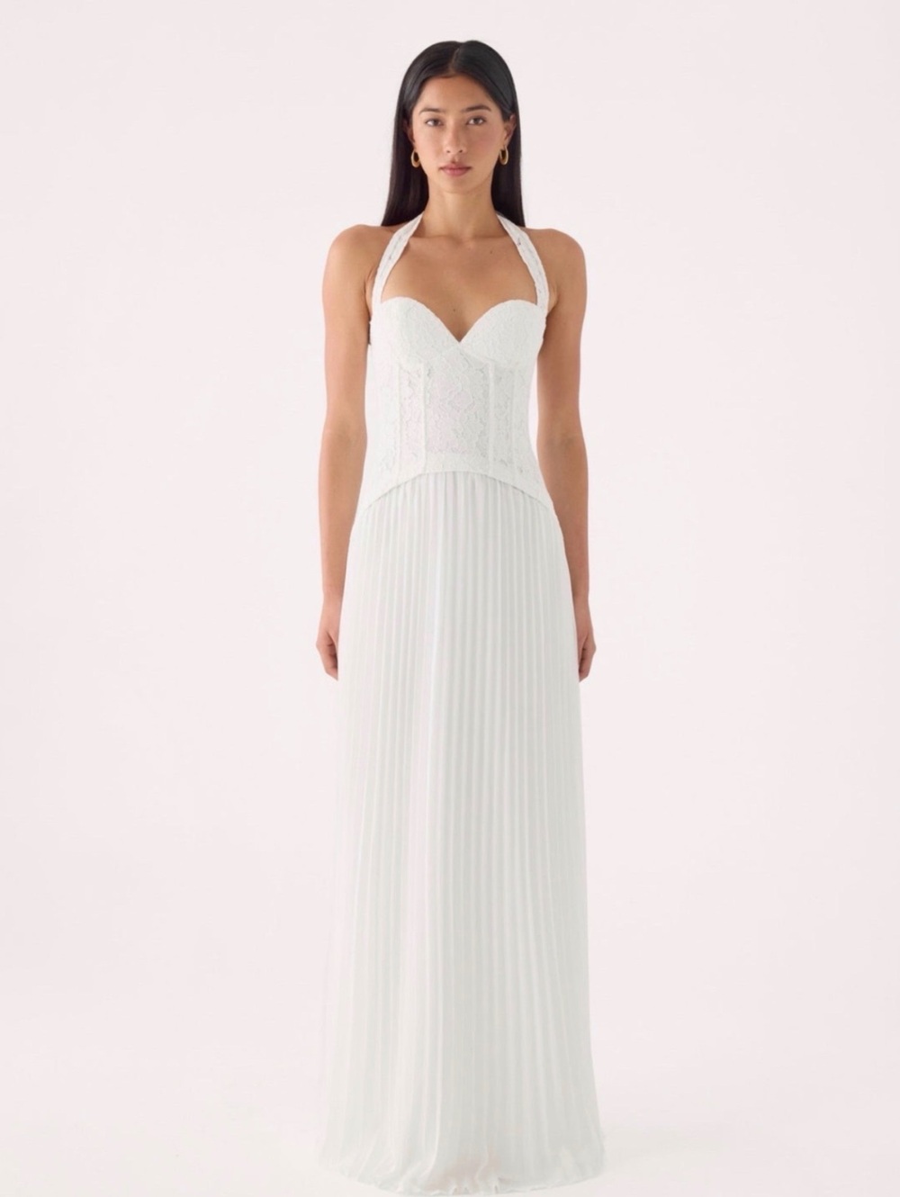 Peppermayo White Halter Neck Lace Corset Tunnel Vision Maxi Dress - Picture 3 of 8